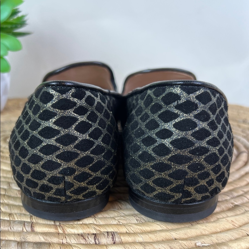Italeau Theresa Loafers Black With Metallic Harlequin Pattern Smoking Flat 38 - Picture 7 of 11